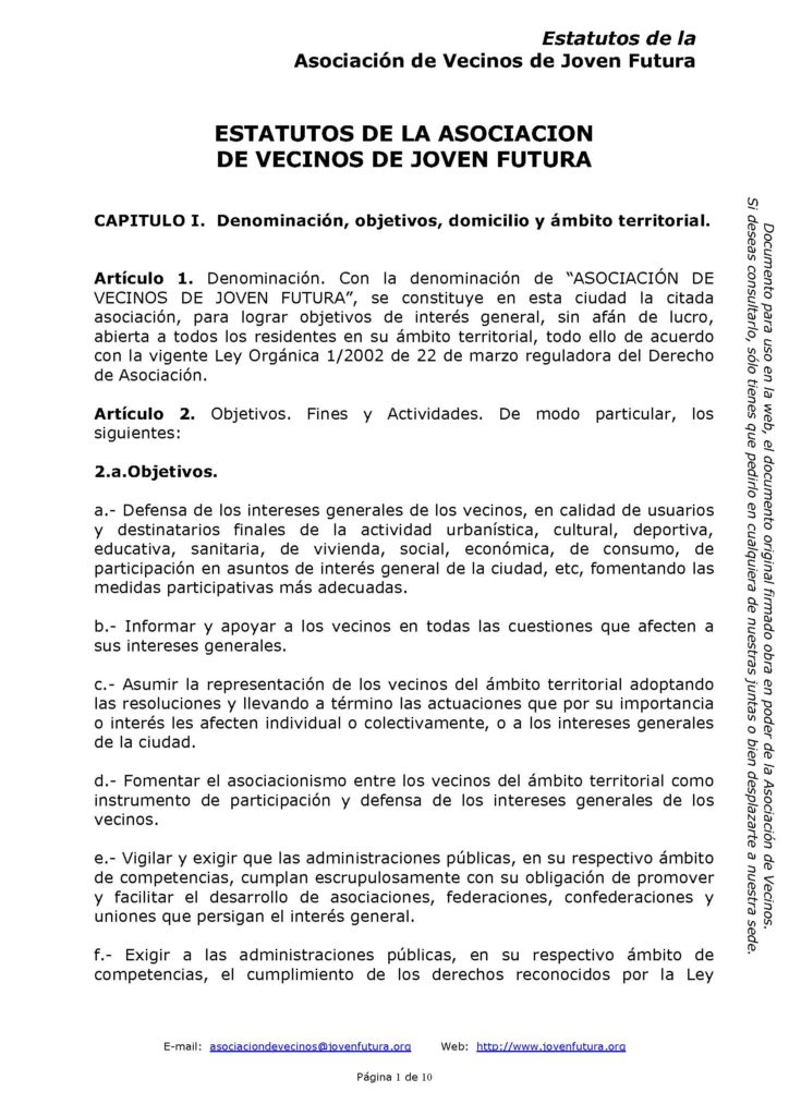 Estatutos de la A.V. Joven Futura (versión web 13-10-2016)