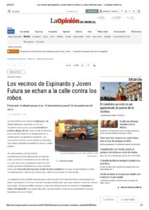 2017-04-19 Los vecinos de Espinardo y Joven Futura se echan a la calle contra los robos - La Opinión de Murcia