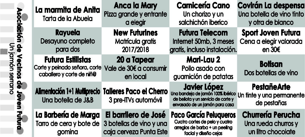 Reverso de la papeleta Lotería de Navidad 2017 de la Asociación de Vecinos de Joven Futura