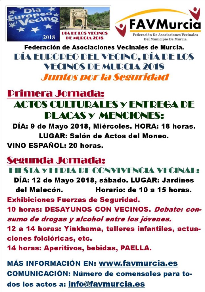 Cartel Día Vecinos 2018 - FAV Murcia