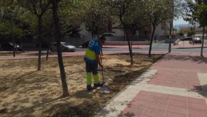 2018-08-28 Limpieza calle Poeta Eloy Sánchez Rosillo y jardines.