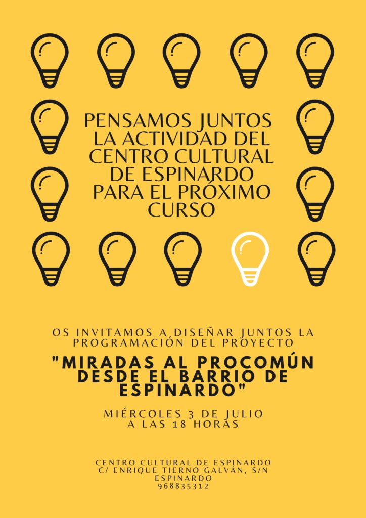 Cartel Invitación ciudadana proyectando la programación del Centro Cultural de Espinardo para 2019-2020.