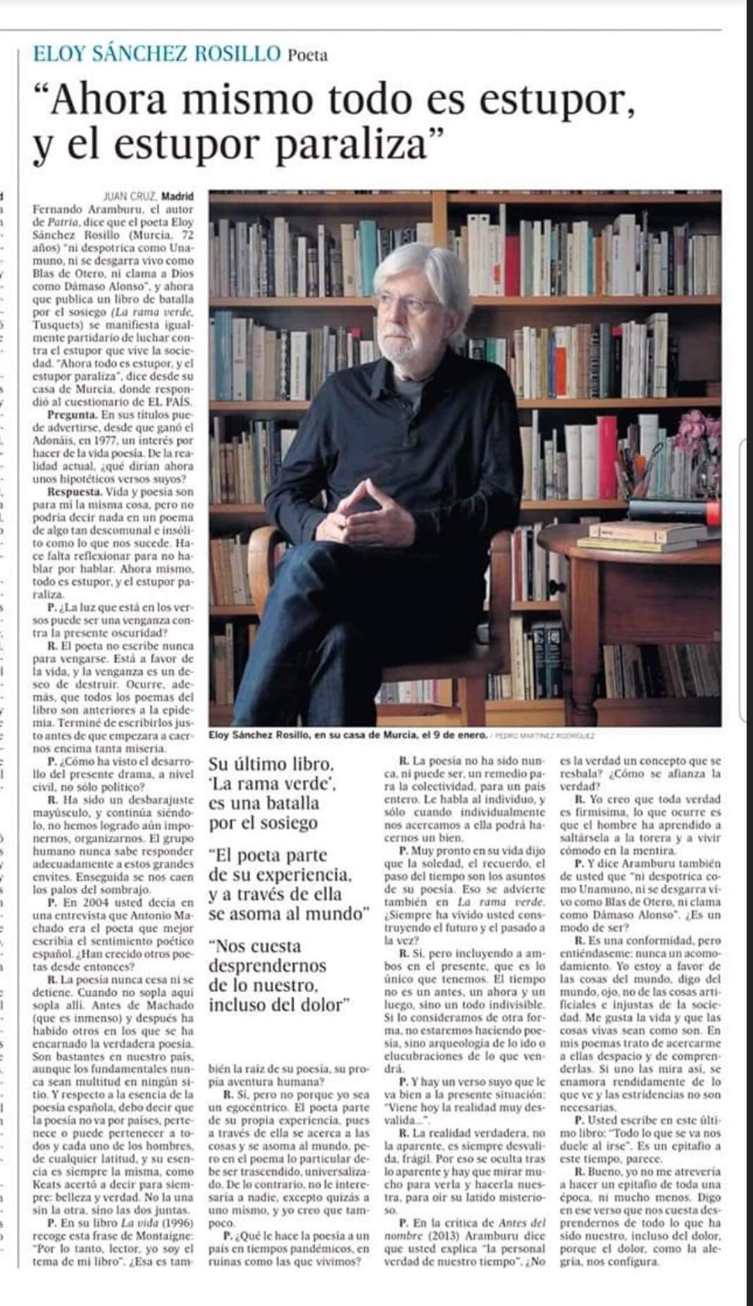 Entrevista Eloy Sánchez Rosillo - El Pais