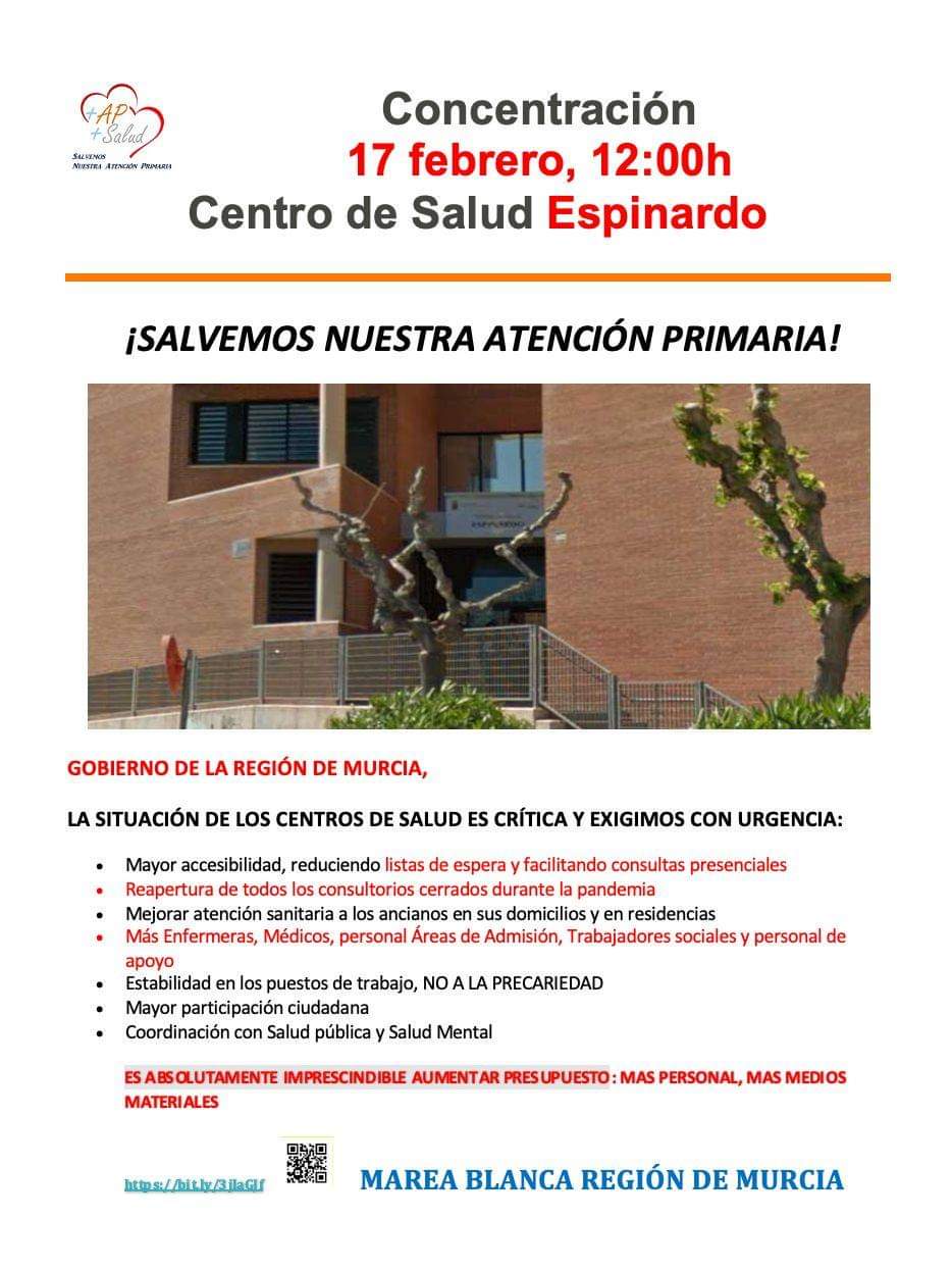 2022-02-17 Concentración a favor Atención Primaria en el Centro de Salud de Espinardo y Joven Futura