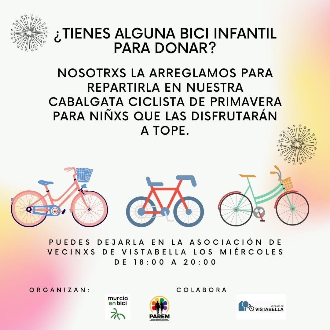 2022-02-18 Cartel Tienes alguna bici infantil para donar de la Asociación de Vecinos de Vistabella