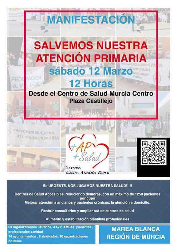 2022-03-06 Cartel Manifestación en defensa de la Atención Primaria en la Región de Murcia
