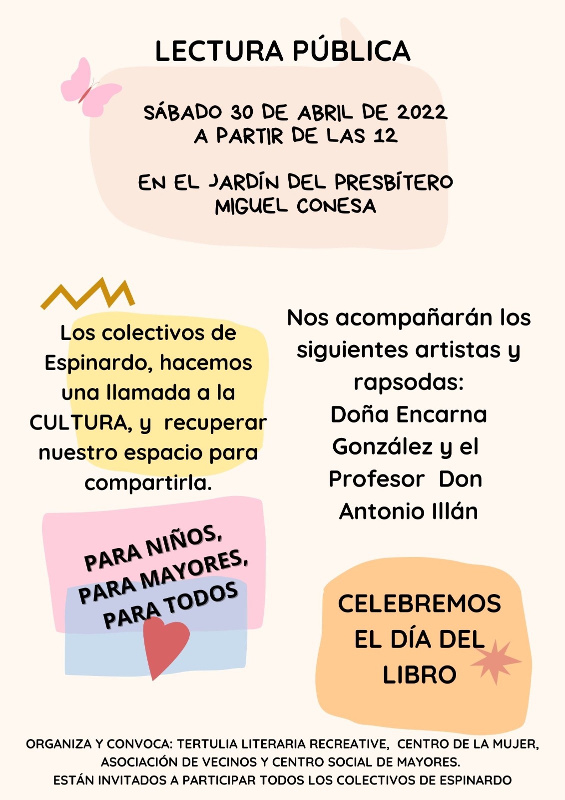 220430 - Cartel Lectura Pública por Día del libro en Espinardo